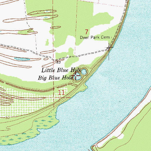 Topographic Map of Big Blue Hole, MS