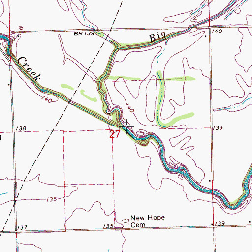 Topographic Map of Big Bradford Bayou, MS