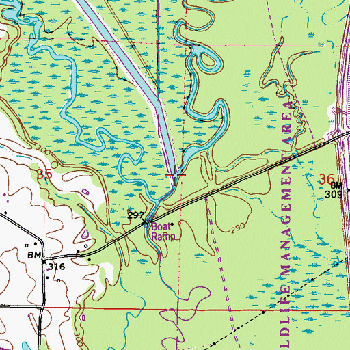 Topographic Map of Big Brown Creek, MS