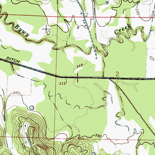 Topographic Map of Big Bywy Ditch, MS