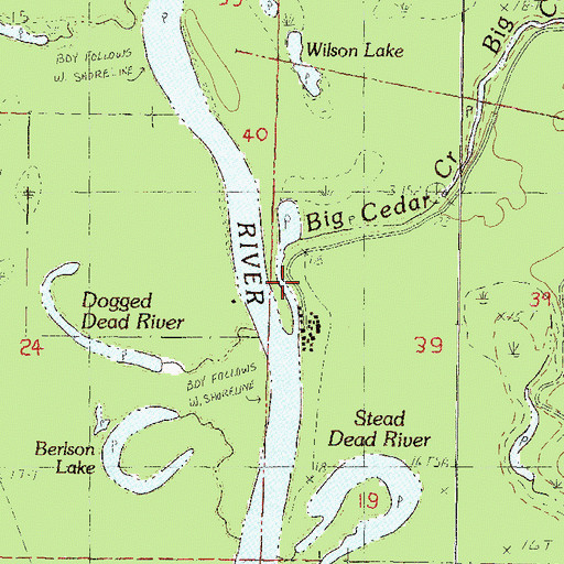 Topographic Map of Big Cedar Creek, MS