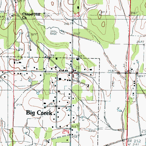 Topographic Map of Big Creek, MS