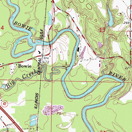 Topographic Map of Big Creek, MS
