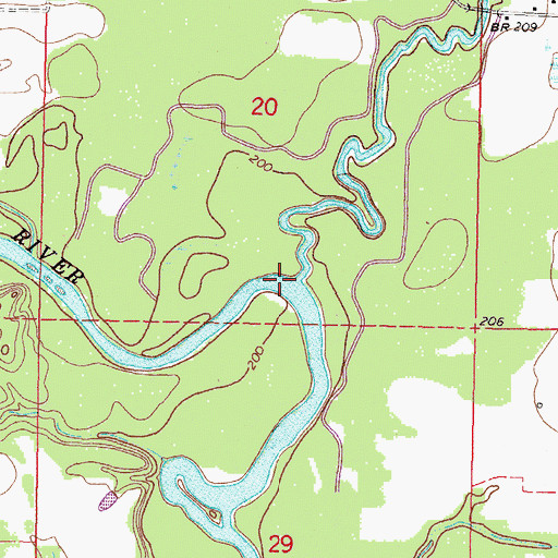 Topographic Map of Big Creek, MS
