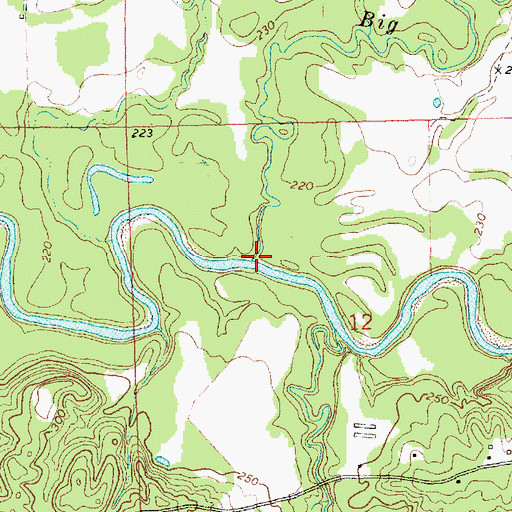 Topographic Map of Big Creek, MS