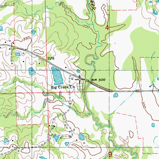 Topographic Map of Big Creek Missionary Baptist Church, MS