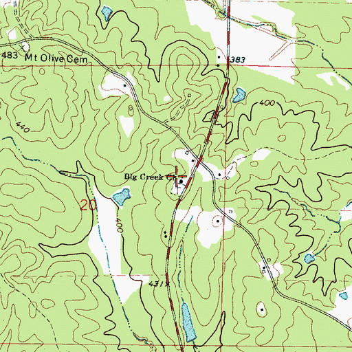 Topographic Map of Big Creek Methodist Church, MS