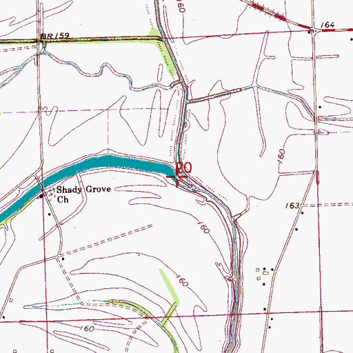 Topographic Map of Big Creek Deadwater, MS