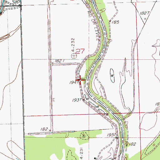 Topographic Map of Big Dog Bayou, MS