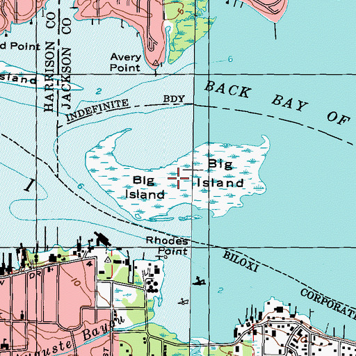 Topographic Map of Big Island, MS