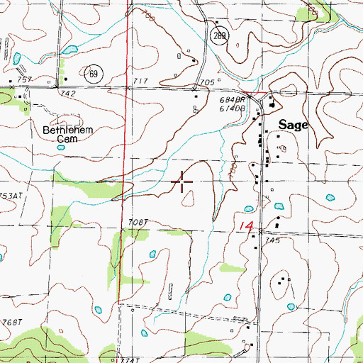 Topographic Map of Township of Sage, AR