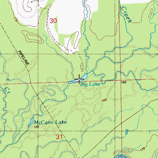 Topographic Map of Big Lake, MS