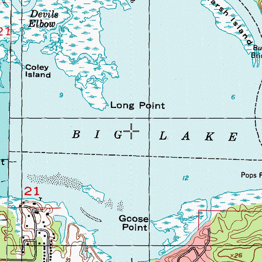 Topographic Map of Big Lake, MS