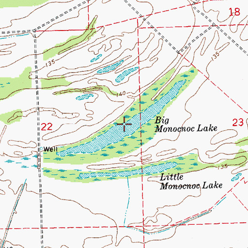 Topographic Map of Big Monocnoc Lake, MS