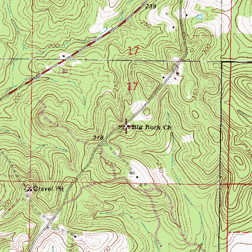 Topographic Map of Big Rock Church, MS