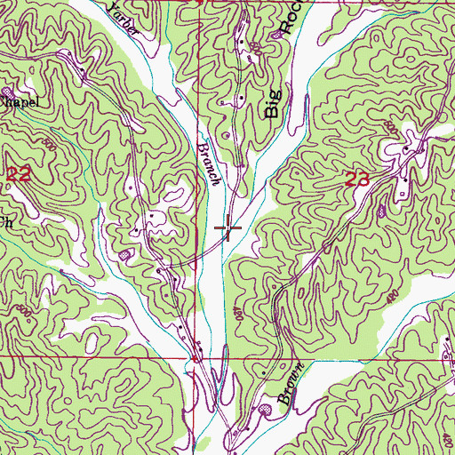 Topographic Map of Big Rock Hollow, MS