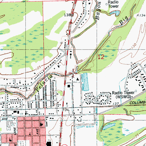 Topographic Map of Big Sand Creek, MS