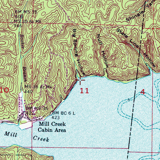 Topographic Map of Big Spring Hollow, MS