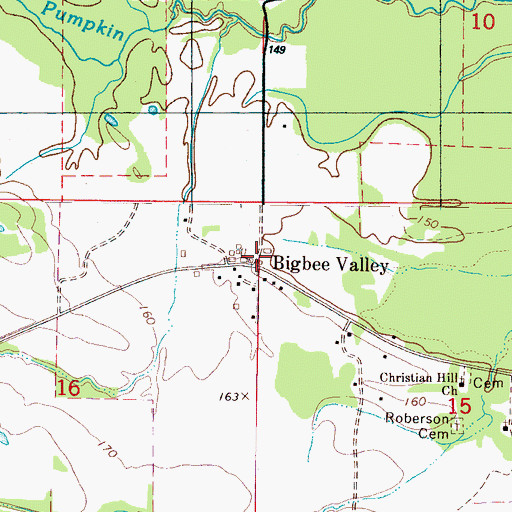 Topographic Map of Bigbee Valley, MS