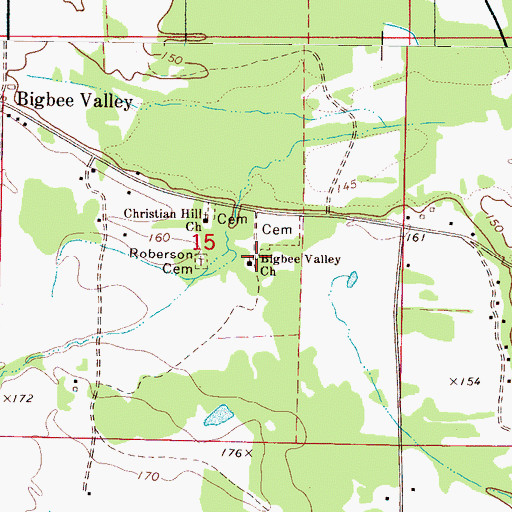 Topographic Map of Bigbee Valley Church, MS