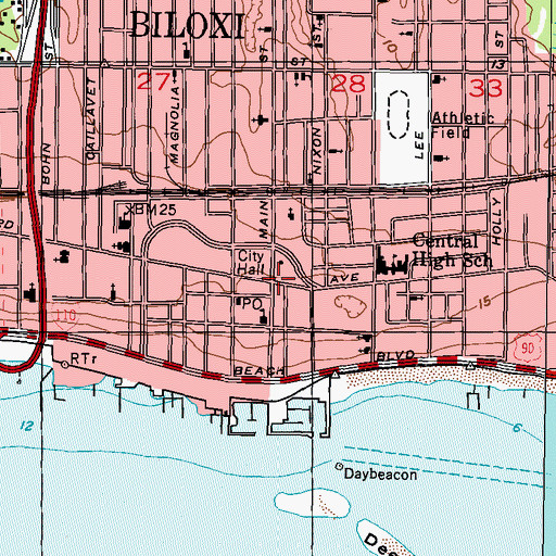 Topographic Map of Biloxi, MS