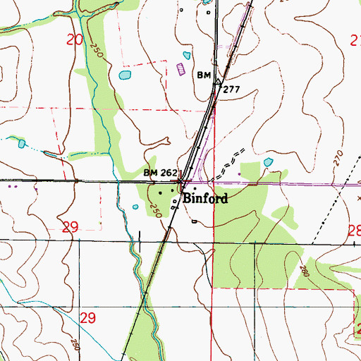 Topographic Map of Binford, MS
