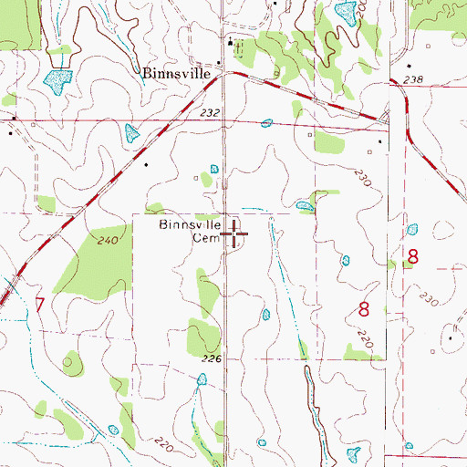 Topographic Map of Binnsville Cemetery, MS