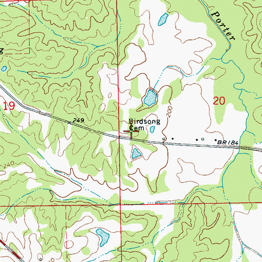 Topographic Map of Birdsong Cemetery, MS