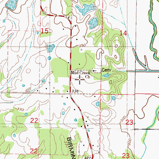 Topographic Map of Birmingham Ridge, MS