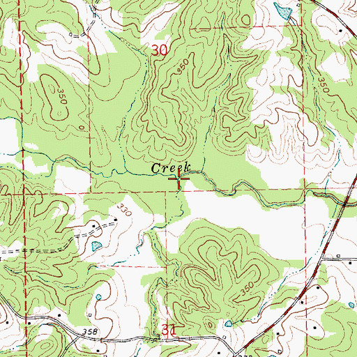 Topographic Map of Bishop Creek, MS