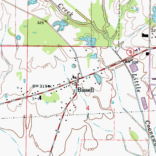 Topographic Map of Bissell, MS