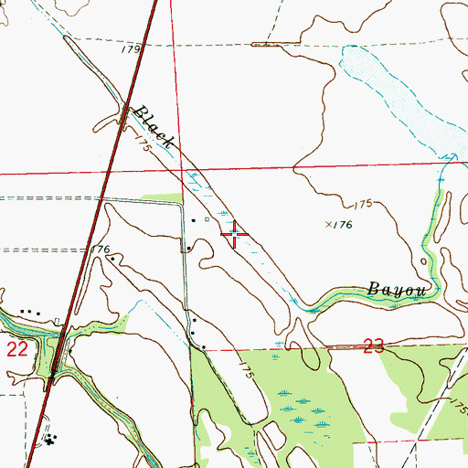 Topographic Map of Black Bayou, MS