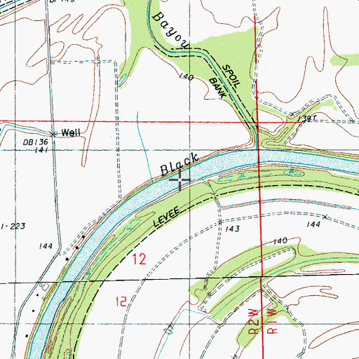 Topographic Map of Black Bayou, MS