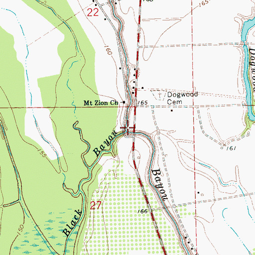 Topographic Map of Black Bayou, MS