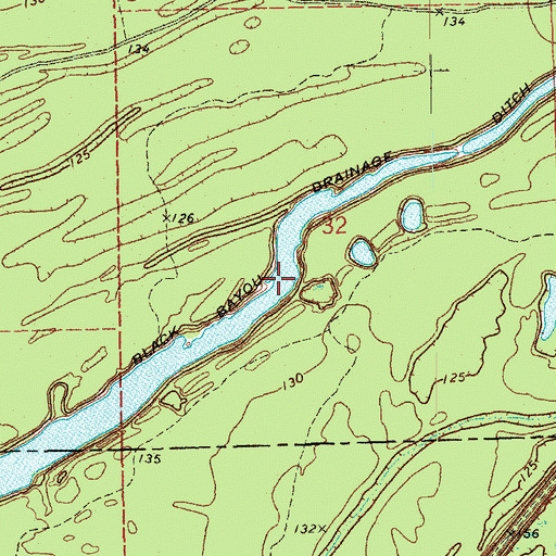 Topographic Map of Black Bayou Drainage Ditch, MS