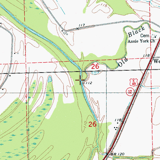 Topographic Map of Old Black Creek, MS