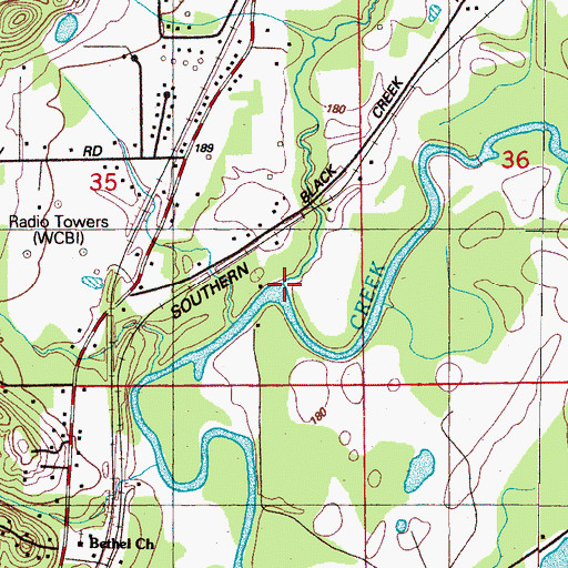 Topographic Map of Black Creek, MS