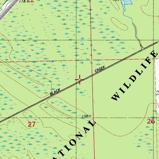 Topographic Map of Black Creek Ditch, MS