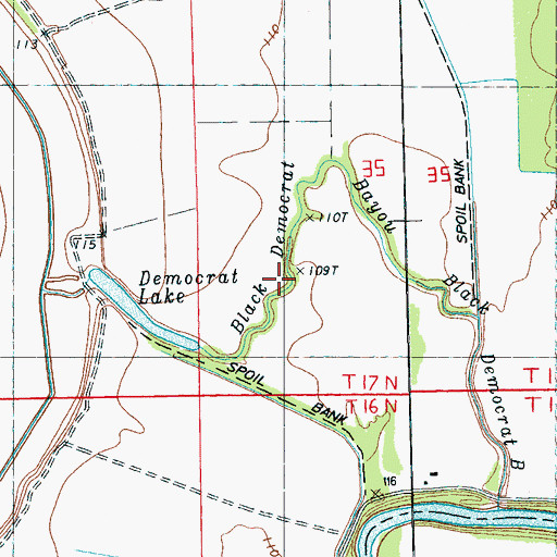 Topographic Map of Black Democrat Bayou, MS