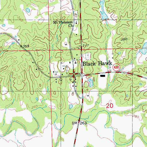 Topographic Map of Black Hawk, MS