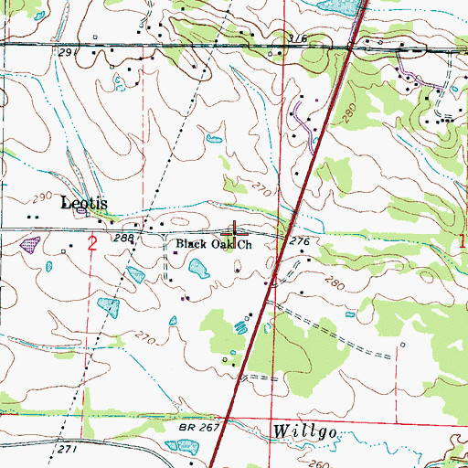 Topographic Map of Black Oak Church, MS