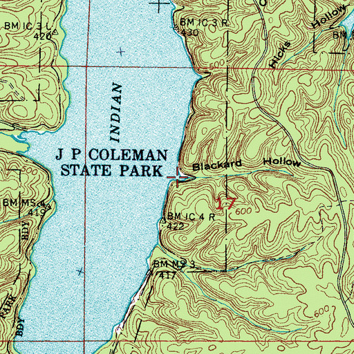 Topographic Map of Blackard Hollow, MS