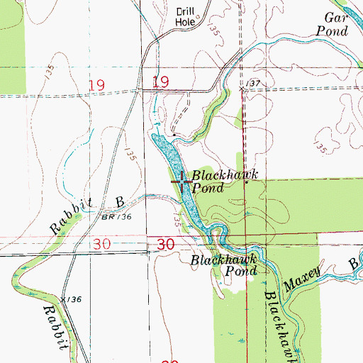 Topographic Map of Blackhawk Pond, MS