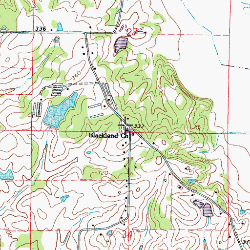 Topographic Map of Blackland Church, MS