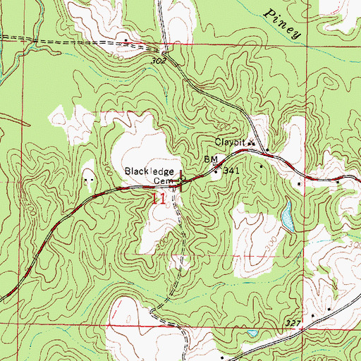 Topographic Map of Blackledge Cemetery, MS
