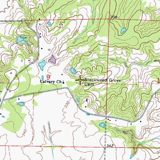 Topographic Map of Blackwood Grove Cemetery, MS