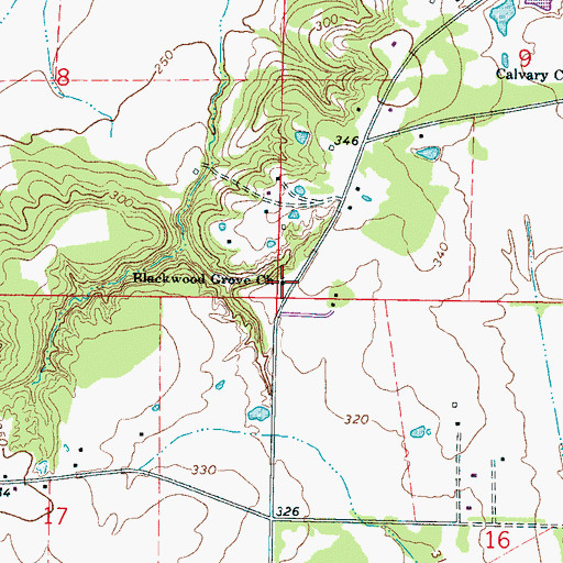 Topographic Map of Blackwood Grove Baptist Church, MS