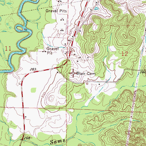 Topographic Map of Blair Cemetery, MS