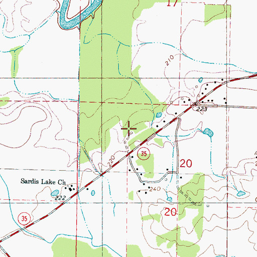 Topographic Map of Blakely School, MS