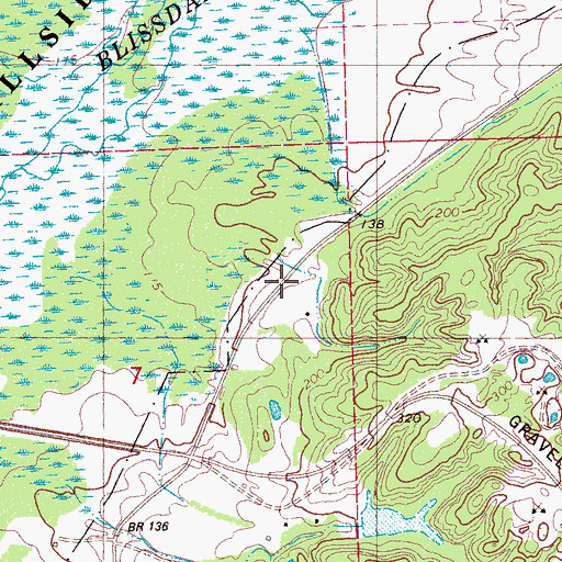 Topographic Map of Blissdale School, MS